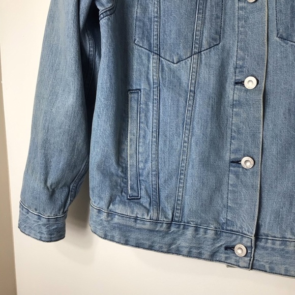 Women's Blue Jean Jacket with Pink Flamingo Design - Picture 5 of 12